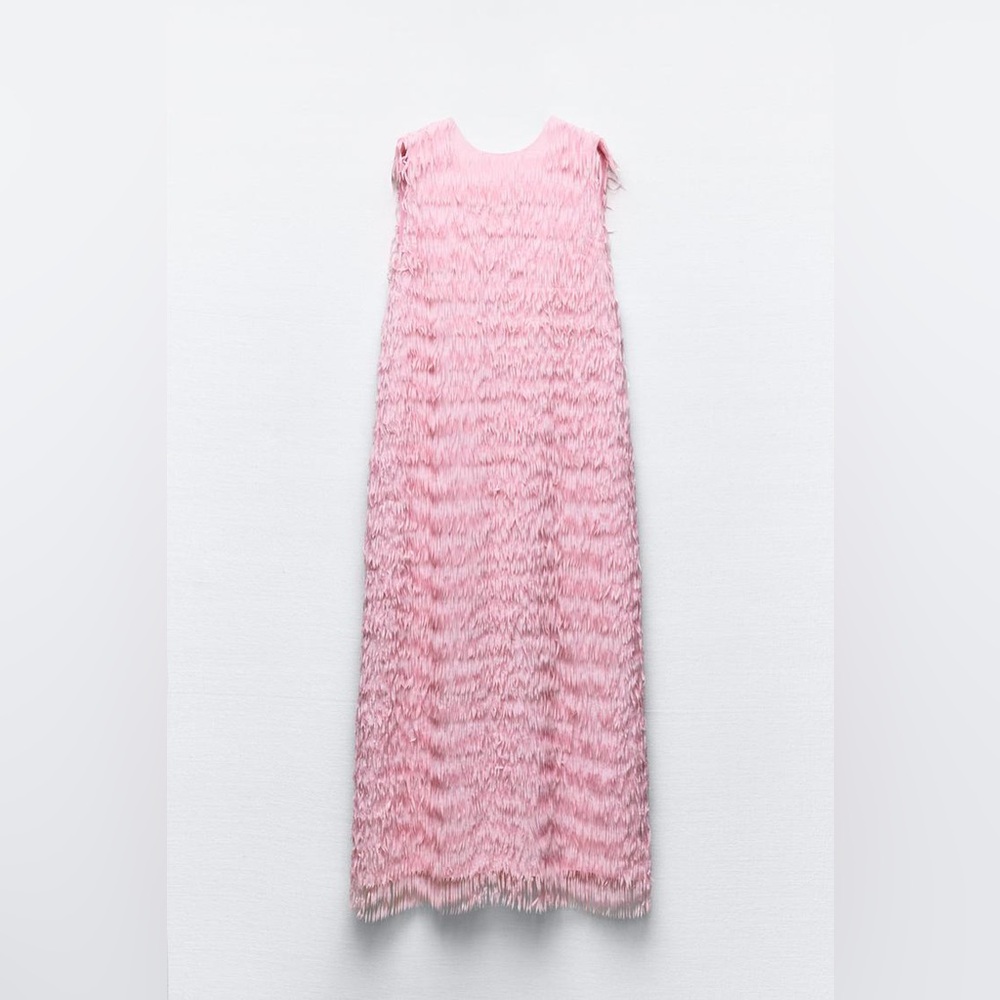 Zara fringe Midi Pink dress (medium)
